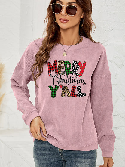 MERRY CHRISTMAS Y'ALL Graphic Sweatshirt - Fashion Finder Hub
