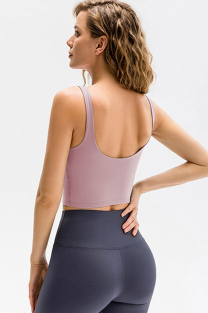Cropped Scoop Neck Active Tank Top - Fashion Finder Hub