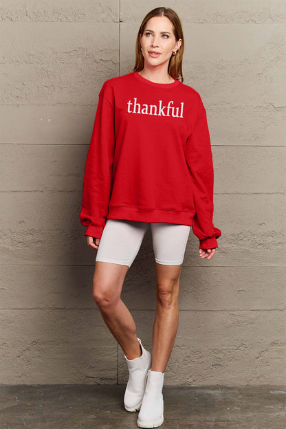 Simply Love Full Size THANKFUL Graphic Sweatshirt - Fashion Finder Hub
