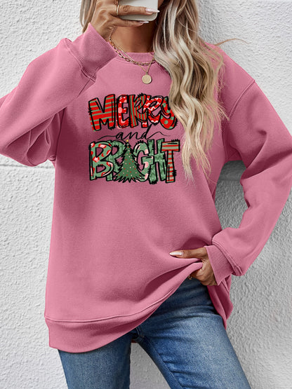 MERRY AND BRIGHT Long Sleeve Sweatshirt - Fashion Finder Hub