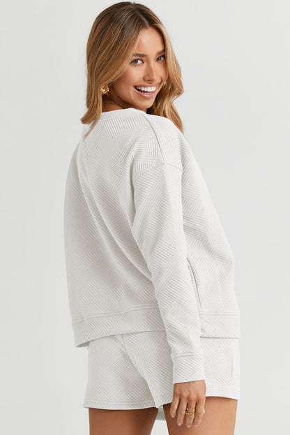 Round Neck Dropped Shoulder Top and Shorts Set - Fashion Finder Hub