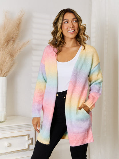 Full Size Gradient Open Front Cardigan - Fashion Finder Hub