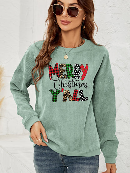 MERRY CHRISTMAS Y'ALL Graphic Sweatshirt - Fashion Finder Hub