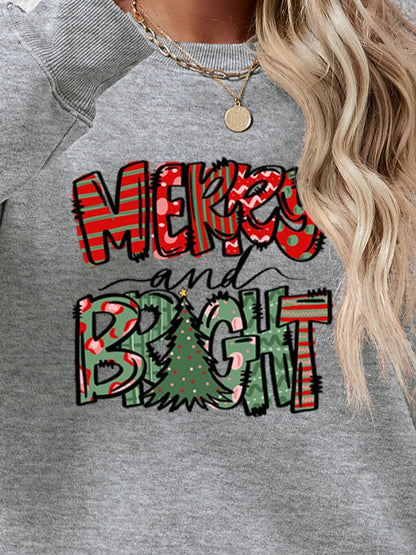 MERRY AND BRIGHT Long Sleeve Sweatshirt - Fashion Finder Hub