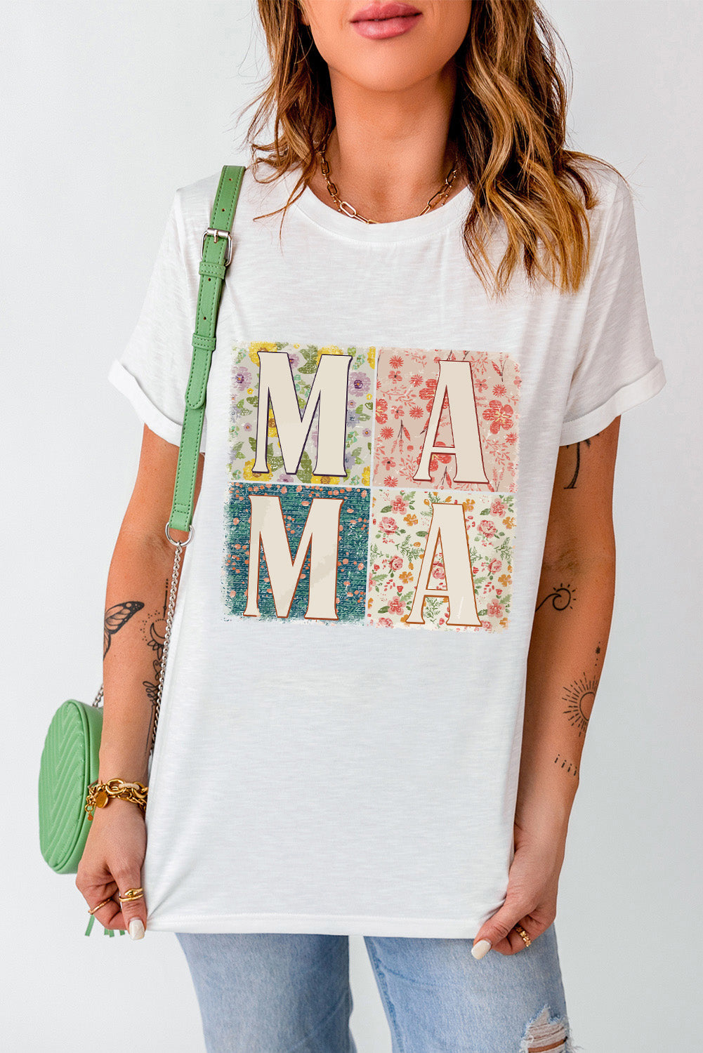 MAMA Round Neck Short Sleeve T-Shirt - Fashion Finder Hub