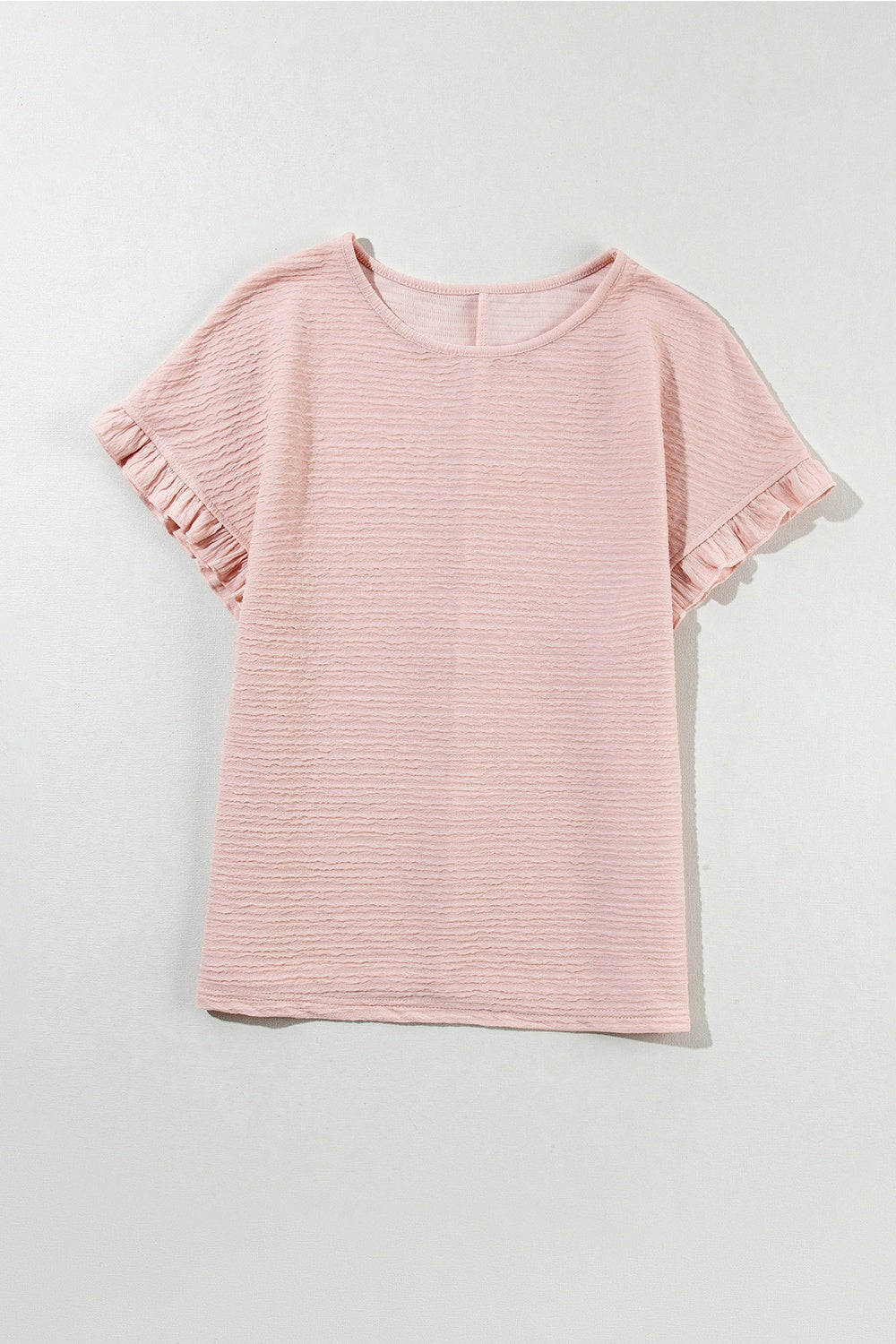 Round Neck Frill Short Sleeve T-Shirt - Fashion Finder Hub