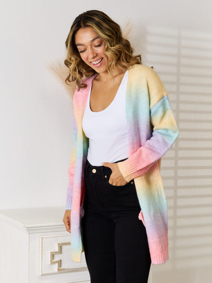Full Size Gradient Open Front Cardigan - Fashion Finder Hub
