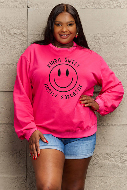 Simply Love Full Size Smiling Face Graphic Sweatshirt - Fashion Finder Hub