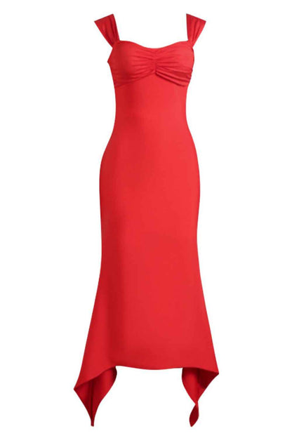 Ruched Sweetheart Neck Hem Detail Dress - Fashion Finder Hub