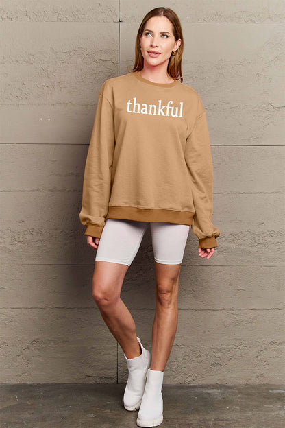 Simply Love Full Size THANKFUL Graphic Sweatshirt - Fashion Finder Hub