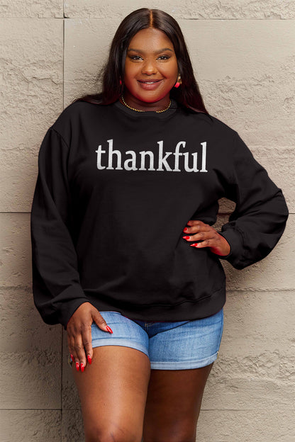 Simply Love Full Size THANKFUL Graphic Sweatshirt - Fashion Finder Hub