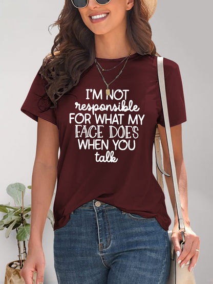 Letter Graphic Round Neck Short Sleeve T-Shirt - Fashion Finder Hub