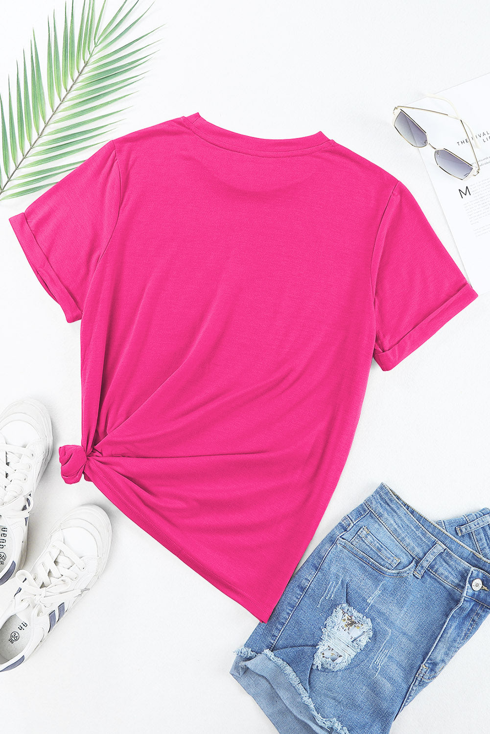 Flower Round Neck Short Sleeve T-Shirt - Fashion Finder Hub