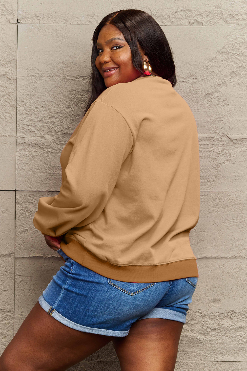 Simply Love Full Size Smiling Face Graphic Sweatshirt - Fashion Finder Hub