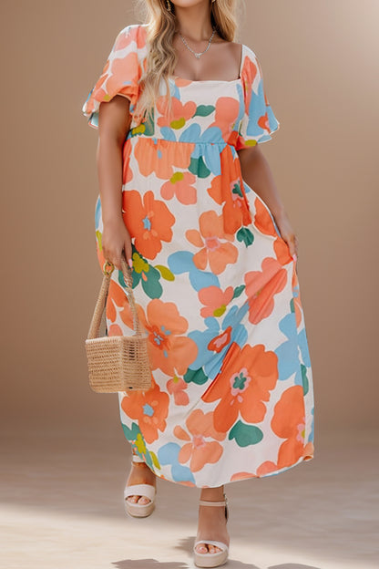 Plus Size Printed Short Sleeve Dress - Fashion Finder Hub