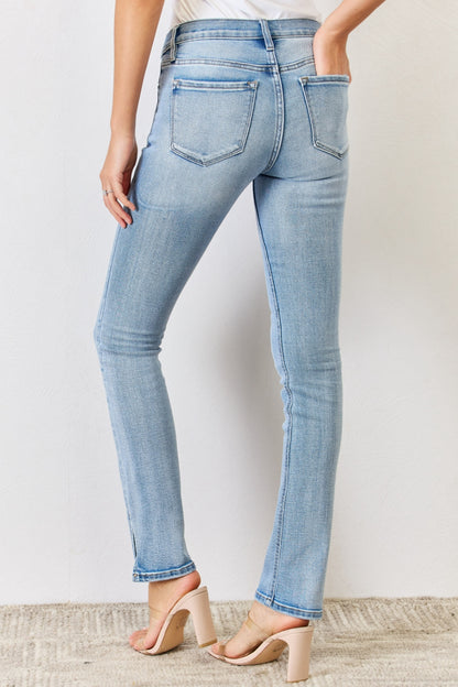 Kancan Full Size Mid Rise Y2K Slit Bootcut Jeans - Fashion Finder Hub