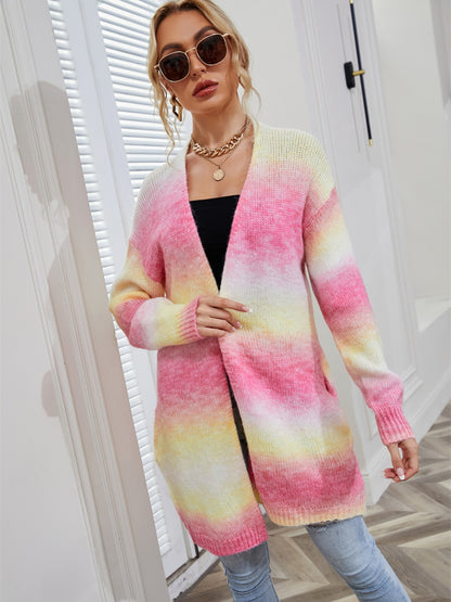 Full Size Gradient Open Front Cardigan - Fashion Finder Hub