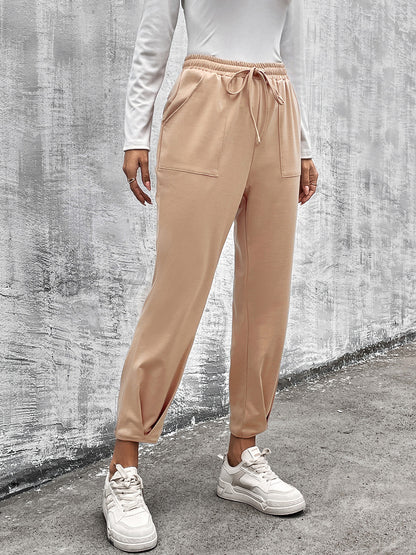 Drawstring Straight Pants with Pockets - Fashion Finder Hub