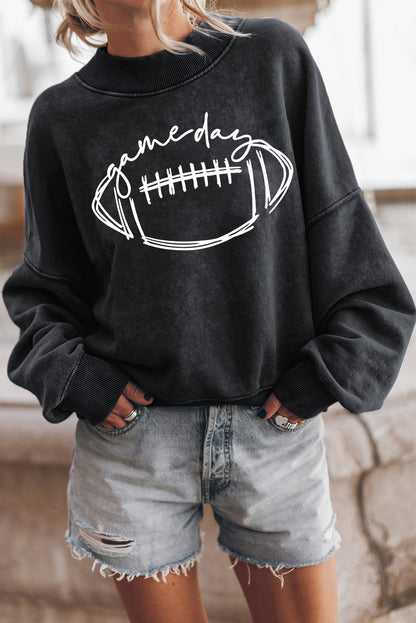Round Neck Long Sleeve FOOTBALL Graphic Sweatshirt - Fashion Finder Hub