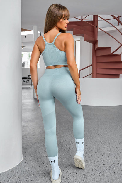 Tank Cropped Active Top and Pants Set - Fashion Finder Hub