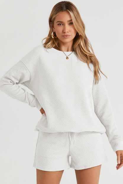 Round Neck Dropped Shoulder Top and Shorts Set - Fashion Finder Hub