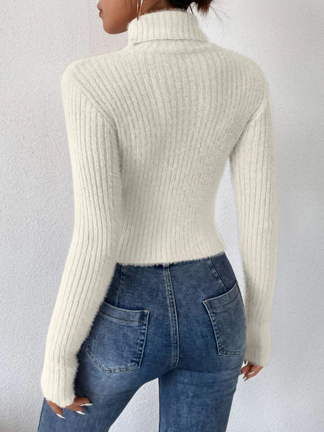 Ribbed Turtleneck Long Sleeve Sweater - Fashion Finder Hub