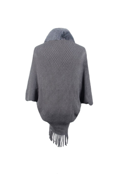 Open Front Fringe Hem Poncho - Fashion Finder Hub