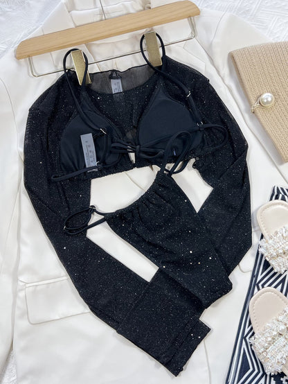 Glitter Three-Piece Swim Set - Fashion Finder Hub