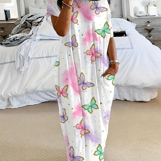 New Printed Long Home Dress Women