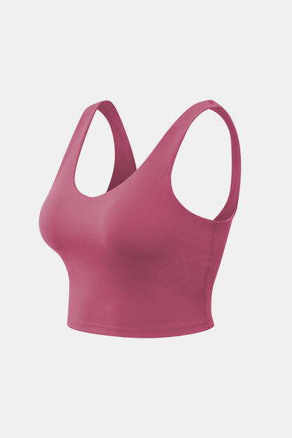 Cropped Scoop Neck Active Tank Top - Fashion Finder Hub