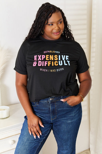 Simply Love Slogan Graphic Cuffed Sleeve T-Shirt - Fashion Finder Hub