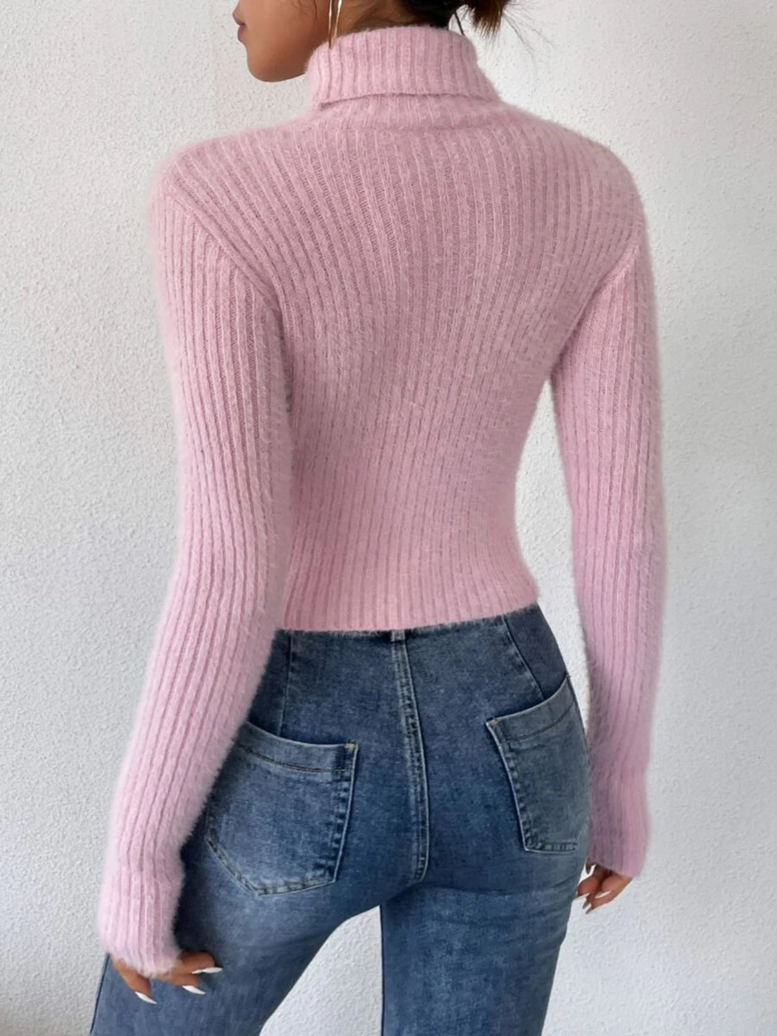 Ribbed Turtleneck Long Sleeve Sweater - Fashion Finder Hub