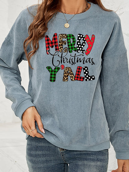 MERRY CHRISTMAS Y'ALL Graphic Sweatshirt - Fashion Finder Hub