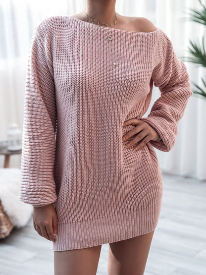 Rib-Knit Mini Sweater Dress - Fashion Finder Hub