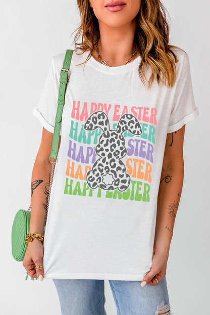 HAPPY EASTER Round Neck Short Sleeve T-Shirt - Fashion Finder Hub