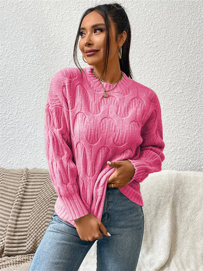 Round Neck Long Sleeve Sweater - Fashion Finder Hub