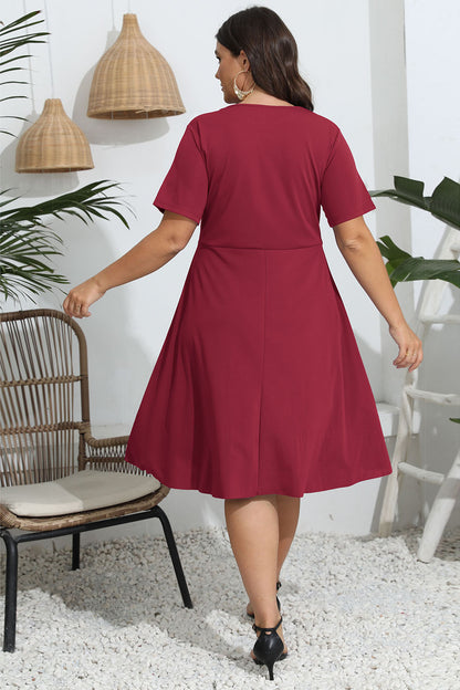 Plus Size Round Neck Openwork Dress - Fashion Finder Hub