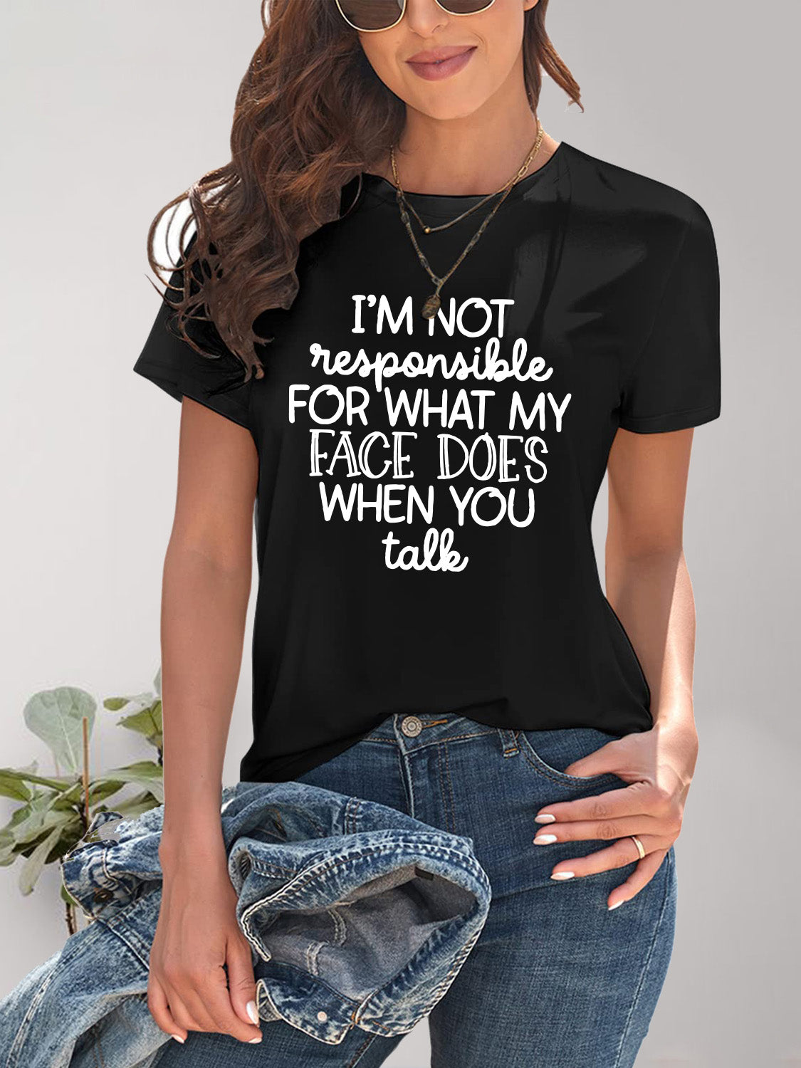 Letter Graphic Round Neck Short Sleeve T-Shirt - Fashion Finder Hub
