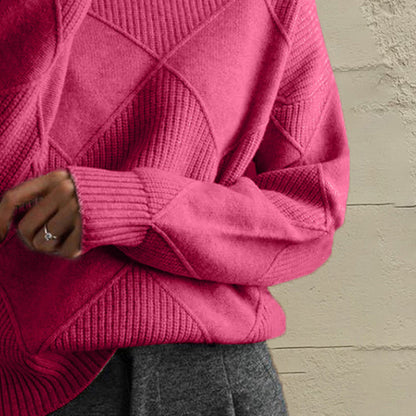 Geometric Turtleneck Long Sleeve Sweater - Fashion Finder Hub