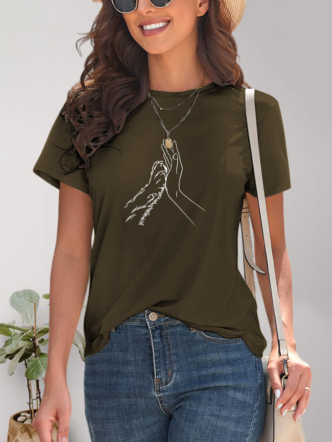 Graphic Round Neck Short Sleeve T-Shirt - Fashion Finder Hub