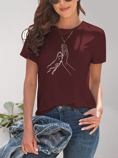 Graphic Round Neck Short Sleeve T-Shirt - Fashion Finder Hub