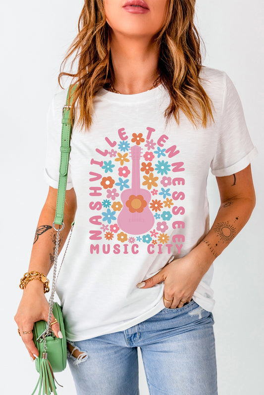 Graphic Round Neck Short Sleeve T-Shirt - Fashion Finder Hub