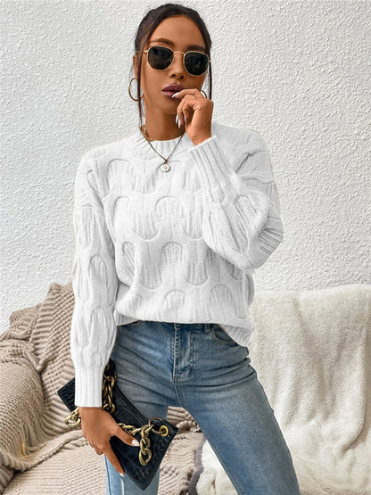 Round Neck Long Sleeve Sweater - Fashion Finder Hub