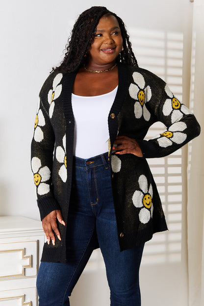 Floral Button Down Longline Cardigan - Fashion Finder Hub