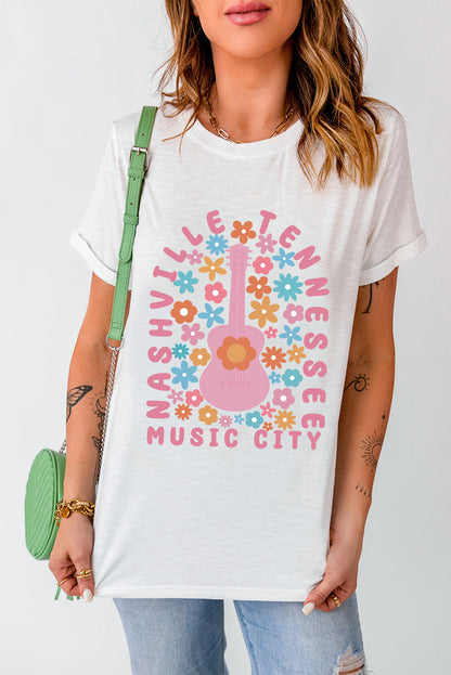 Graphic Round Neck Short Sleeve T-Shirt - Fashion Finder Hub
