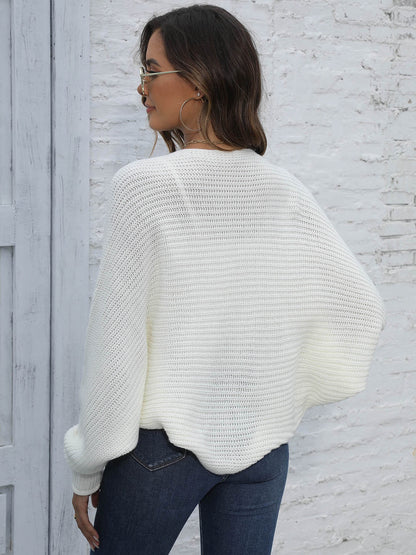 Bat Sleeve Open Front Short Cardigan - Fashion Finder Hub