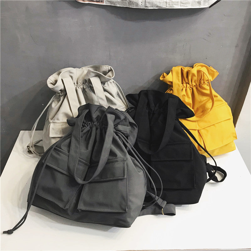 Fashion Work Clothes Drawstring Canvas Raw Shoulder Bag