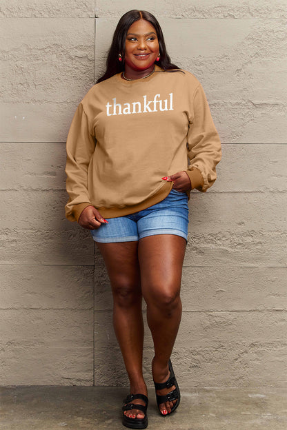 Simply Love Full Size THANKFUL Graphic Sweatshirt - Fashion Finder Hub