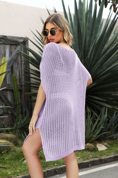 Openwork Side Slit Cover-Up Dress - Fashion Finder Hub