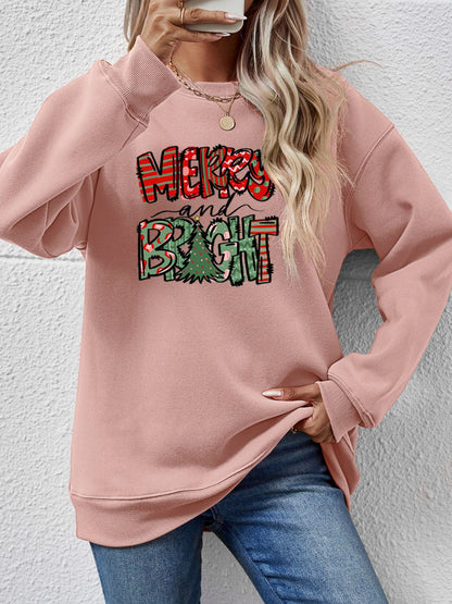 MERRY AND BRIGHT Long Sleeve Sweatshirt - Fashion Finder Hub